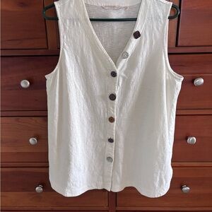 Soft Surroundings - Delta Tank Button-Front Sleeveless Top Size L